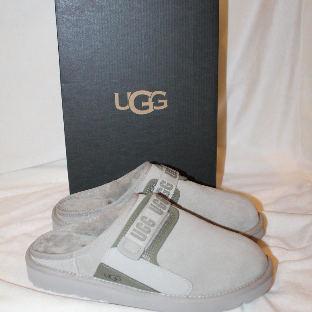 UGG Men's Slip-On Suede Clog in Light Gray and Olive